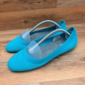 Allbirds Tree Breezers Flat Womens 6.5 Teal Marine Blue Knit Ballet Shoes